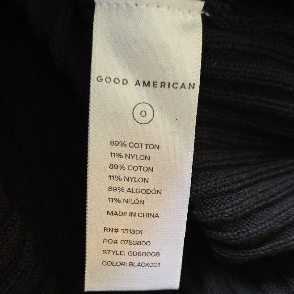 Good American Black Ribbed Knit Midi Dress with Ties - Size 2 (Medium) - Picture 7 of 8